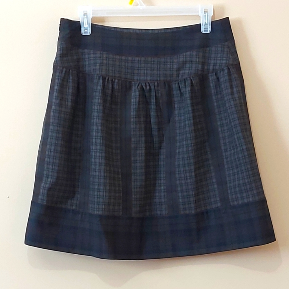 Peruvian Connection Wool Blend Mixed Plaid Skirt